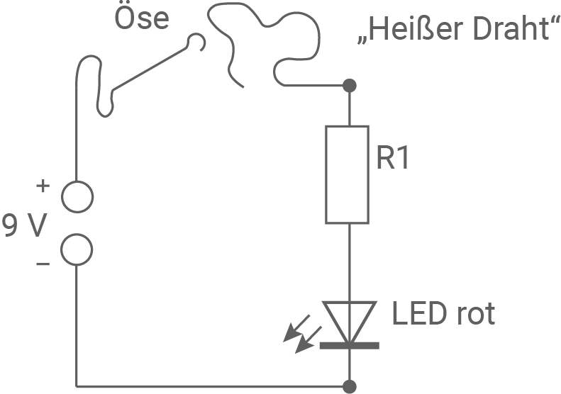 Schaltplan: 9V-Batterie, Öse mit 