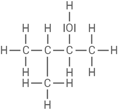 Molekülstruktur mit Kohlenstoff- und Wasserstoffatomen, schematische Darstellung einer organischen Verbindung.