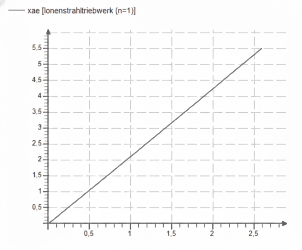 Gitterdiagramm mit diagonaler Linie von unten links nach oben rechts; x- und y-Achsen mit Zahlen.