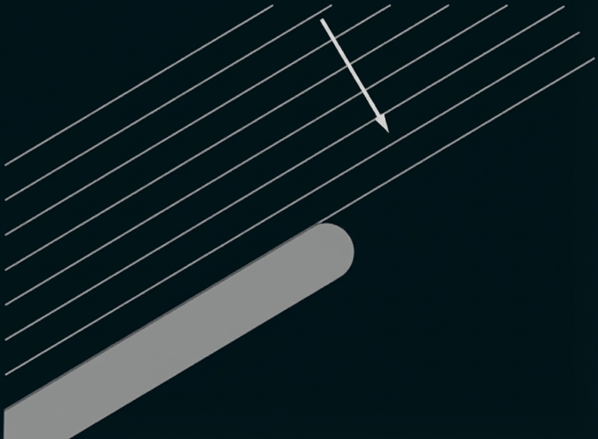 Diagonale parallele Linien mit Pfeil nach unten und dickem, abgerundetem Balken