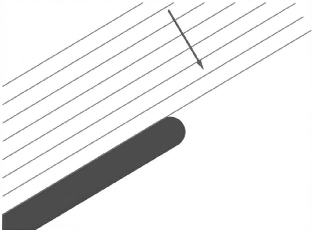 Diagonale parallele Linien mit Pfeil nach unten und dickem, abgerundetem Balken