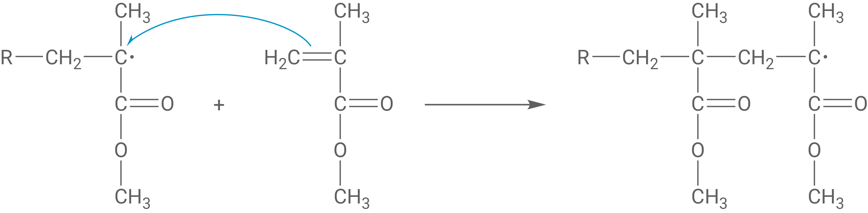 Radikalische Polymerisation PMMA Kettenwachstum MMA-Radikal und weiteres Monomer