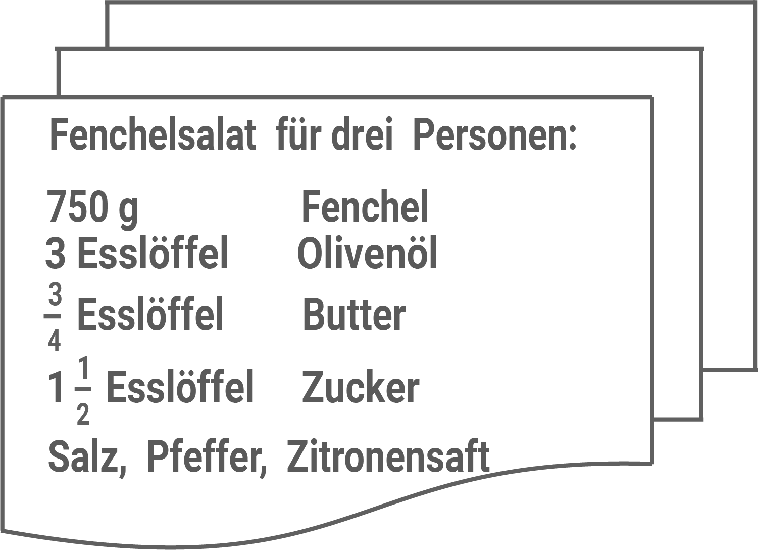 Rezept für Fenchelsalat für drei Personen mit Zutatenliste.