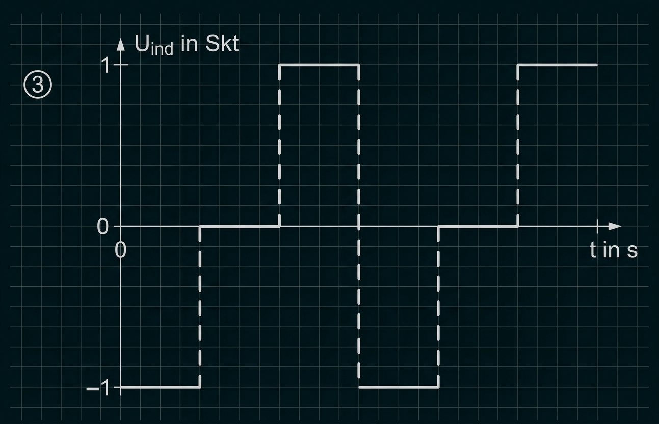 Diagramm einer periodischen Rechteckfunktion mit Uind in Skt über t in s