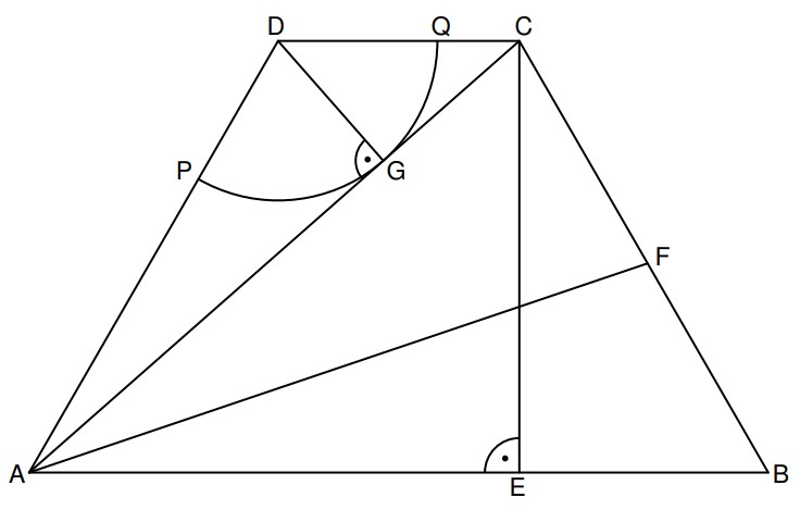 Geometrische Skizze mit Punkten, Linien und Winkeln in einem Dreieck.
