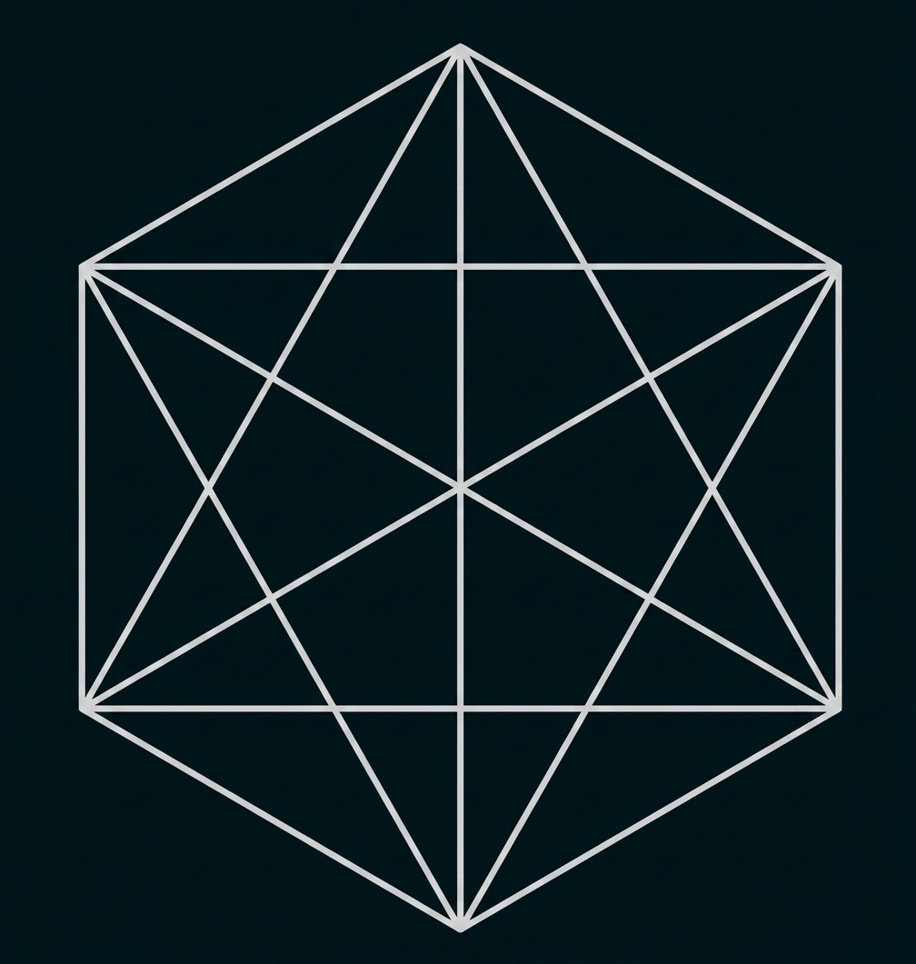 Geometrische Figur mit Linien und vielen Dreiecken