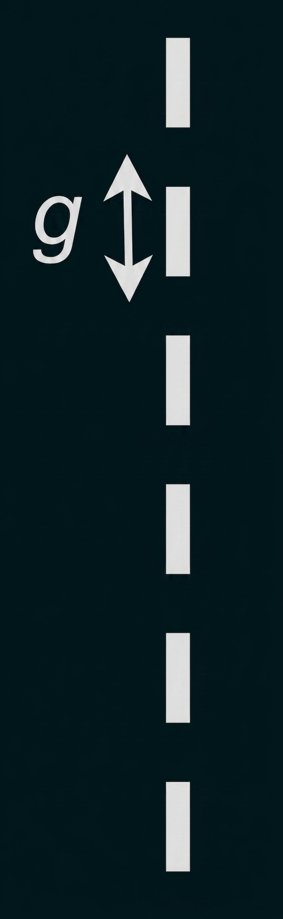 Gestrichelte vertikale Linie mit doppelseitigem Pfeil und dem Buchstaben „g“