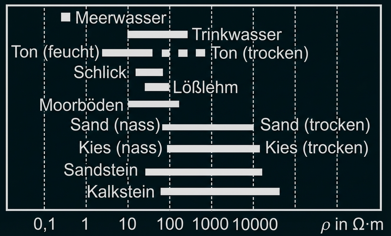Spezifischer elektrischer Widerstand für verschiedene Materialien