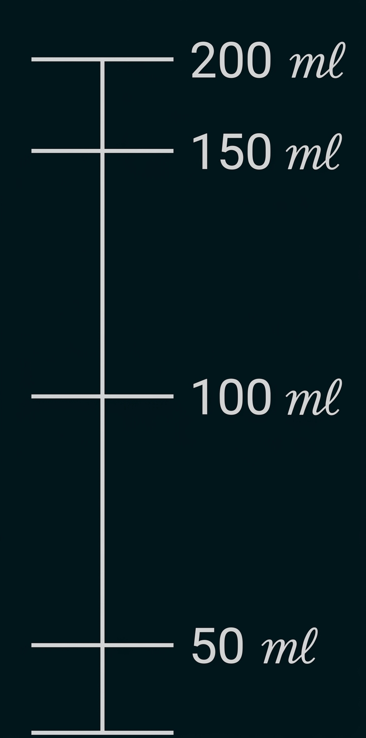 Messskala mit Milliliter-Angaben bis 200 ml