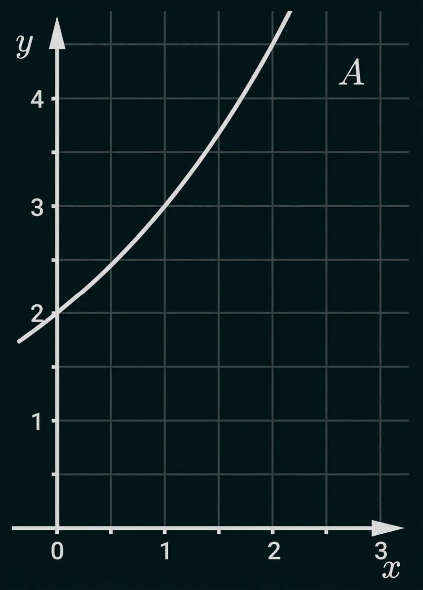 Graph einer steigenden, gekrümmten Funktion im Koordinatensystem.