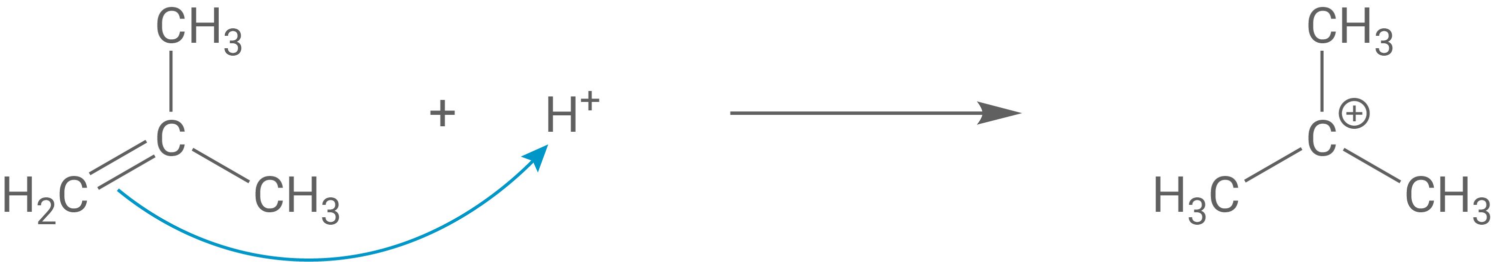 Synthese tert-Butylprop-2-enoat elektrophile Addition Schritt 1 Protonierung von 2-Methylprop-1-en