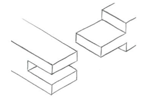 Isometrische Skizze von zwei 3D-Blöcken mit Stufenform
