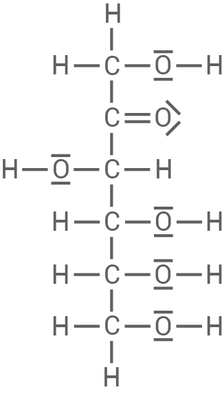 Strukturformel einer chemischen Verbindung mit Kohlenstoff- und Sauerstoffatomen.