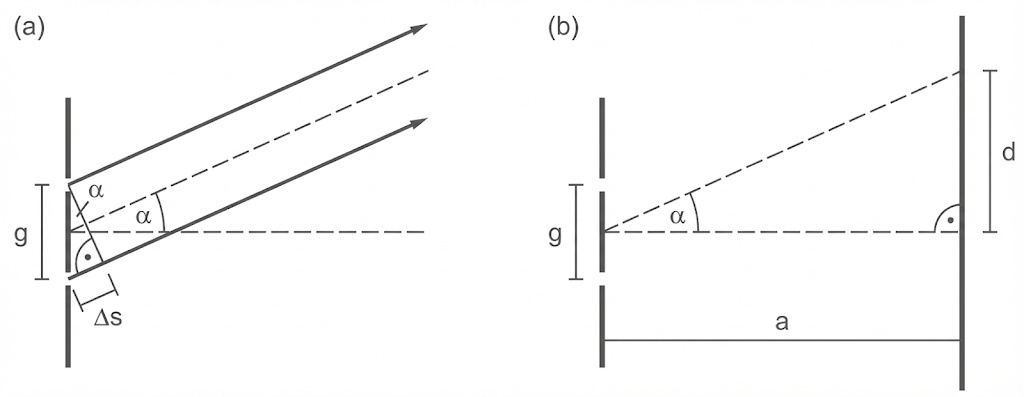 Hilfsskizzen zur Bestimmung des Schirmabstands a