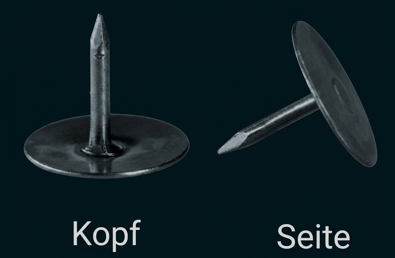 Zwei Nägel in Ansicht von oben und von der Seite.