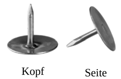 Zwei Nägel in Ansicht von oben und von der Seite.