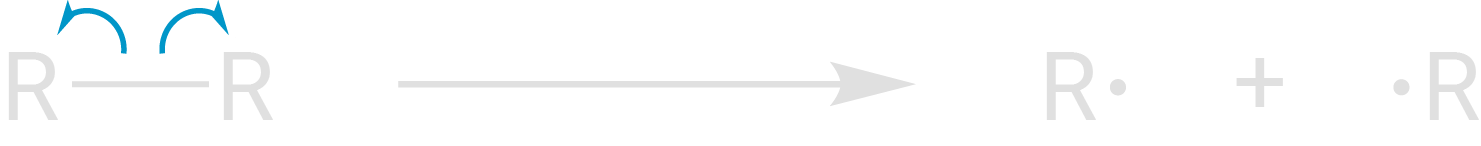 Radikalische Polymerisation Schritt 1 homolytische Spaltung in Radikale