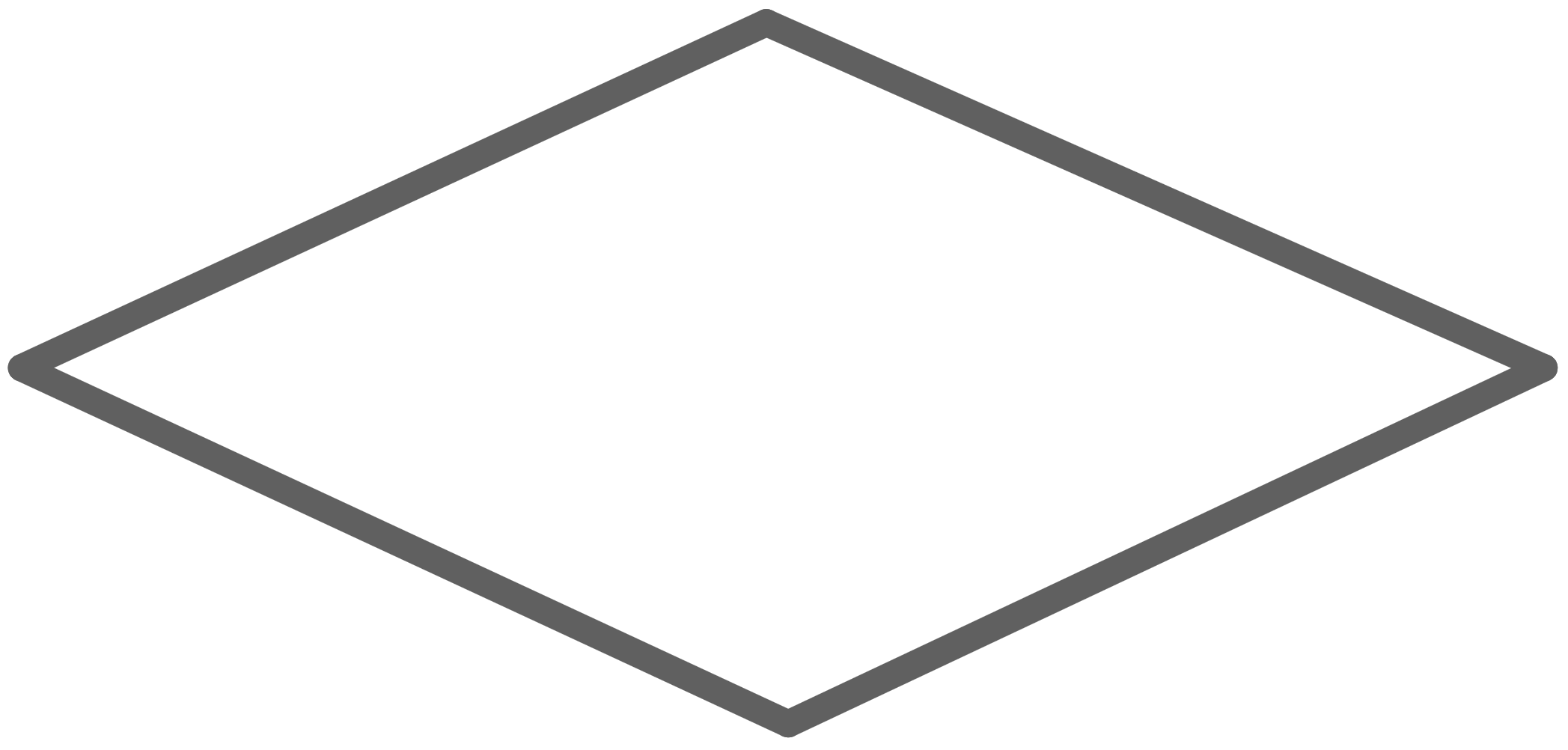 Ein graues, diagonales Quadrat auf weißem Hintergrund.