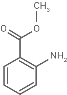 Molekülstruktur eines chemischen Verbindungs mit funktionellen Gruppen.