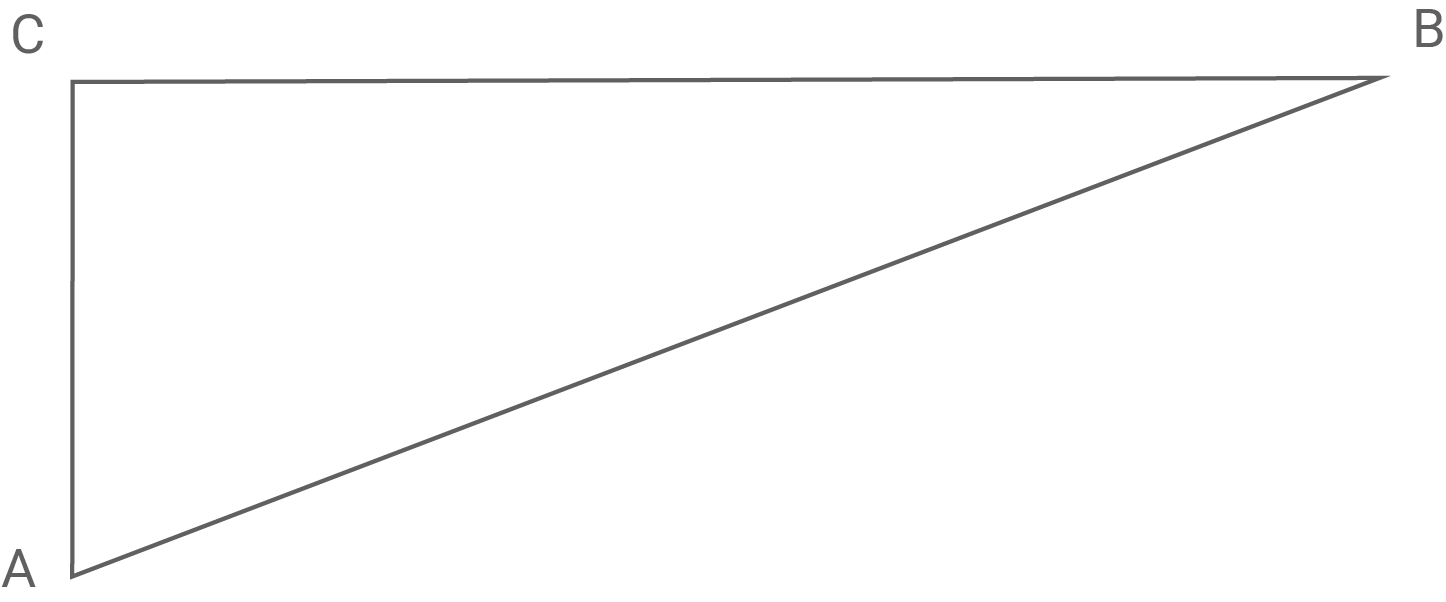 Dreieck mit den Punkten A, B und C, dargestellt in einer einfachen geometrischen Darstellung.