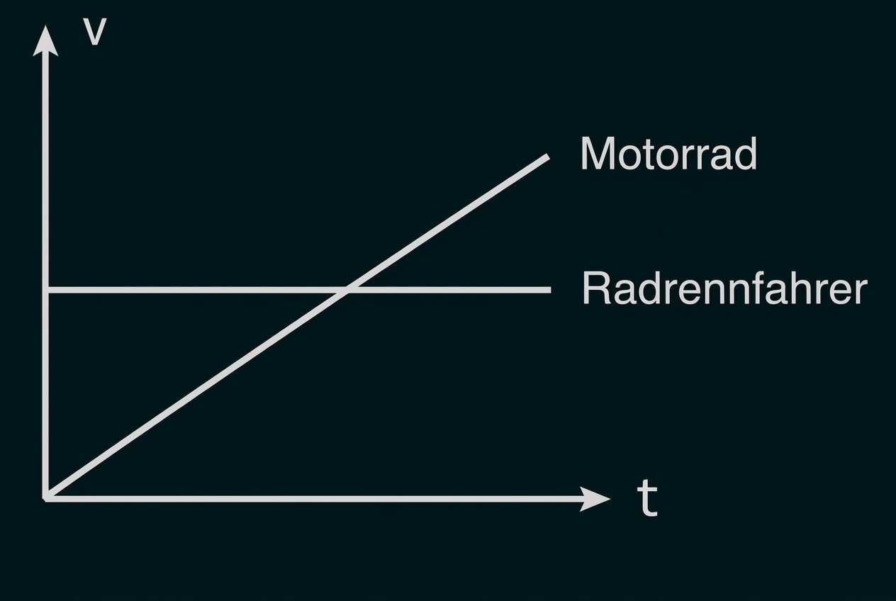v-t-Diagramm mit Motorrad und Radrennfahrer
