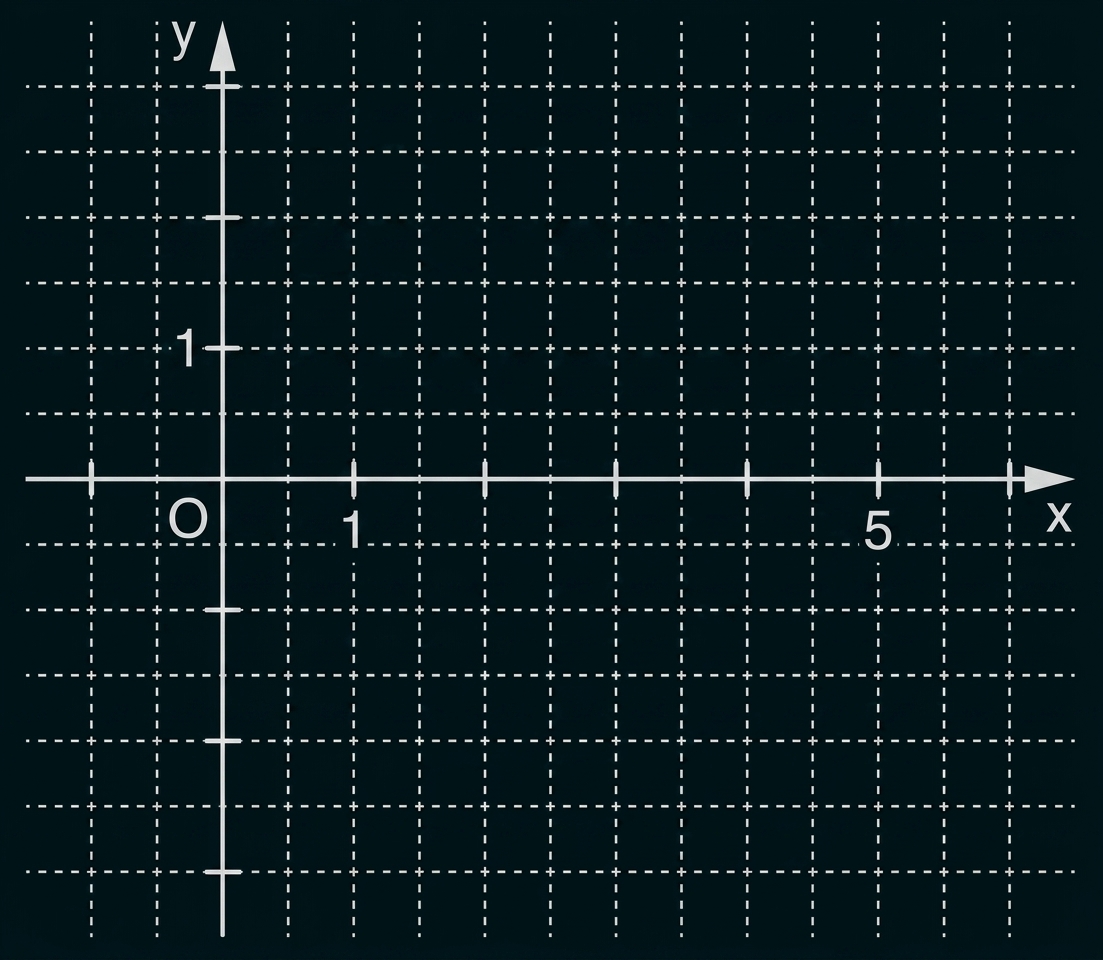 Koordinatensystem mit x- und y-Achse und eingezeichnetem Gitternetz.