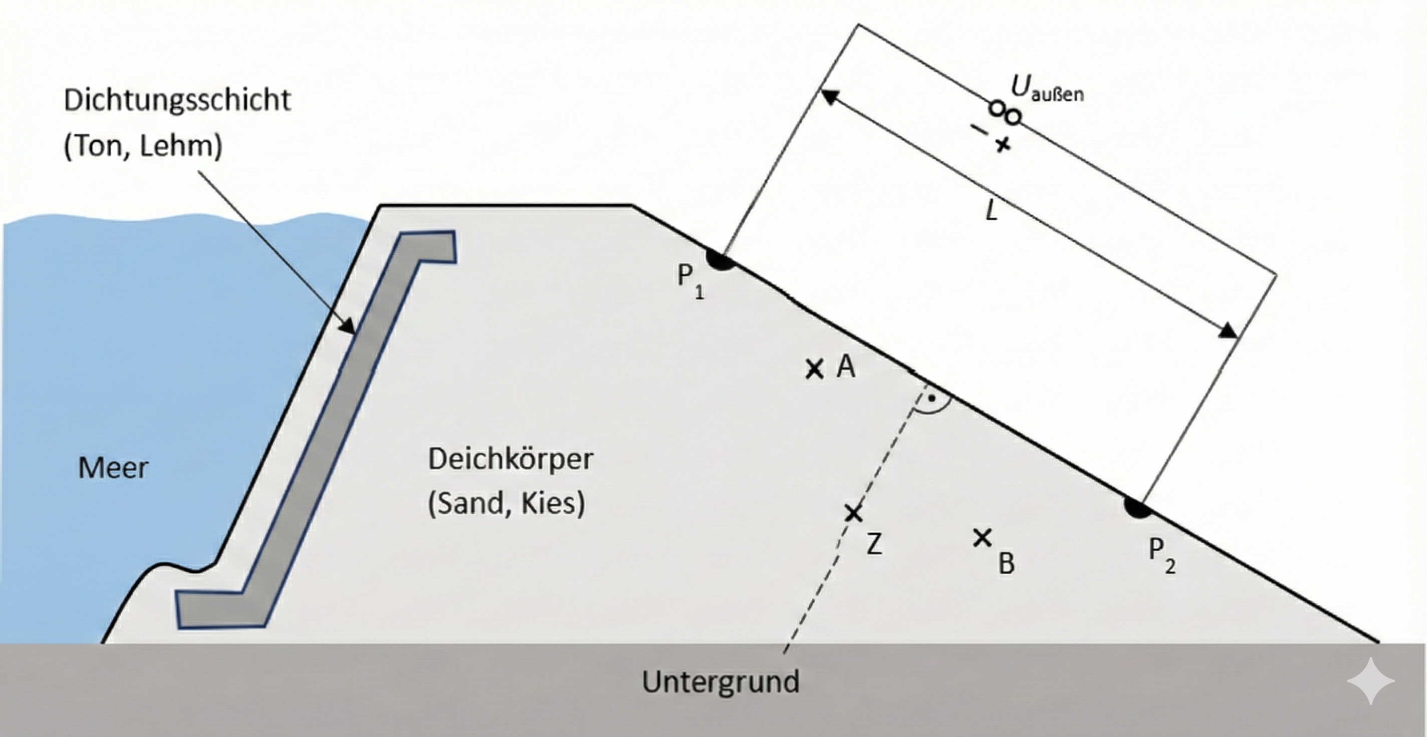 Darstellung der Messung an der Deichoberfläche