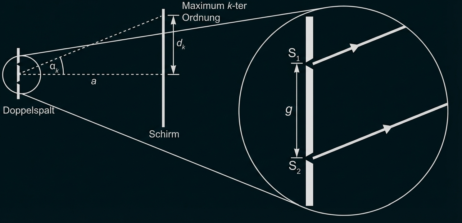 Skizze des Doppelspalversuchs