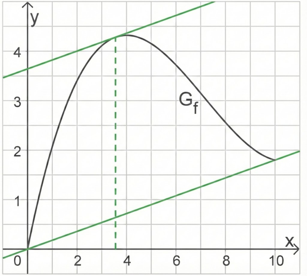 Graphische Bestimmung der lokalen Steigung des Graphen von f
