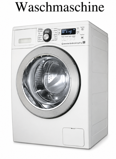 Waschmaschine in Weiß mit Frontlader und digitalem Display