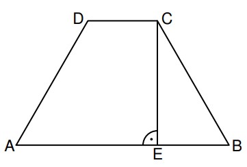 Geometrische Skizze eines Trapezes mit Punkten A, B, C, D und einer Senkrechten zu E.