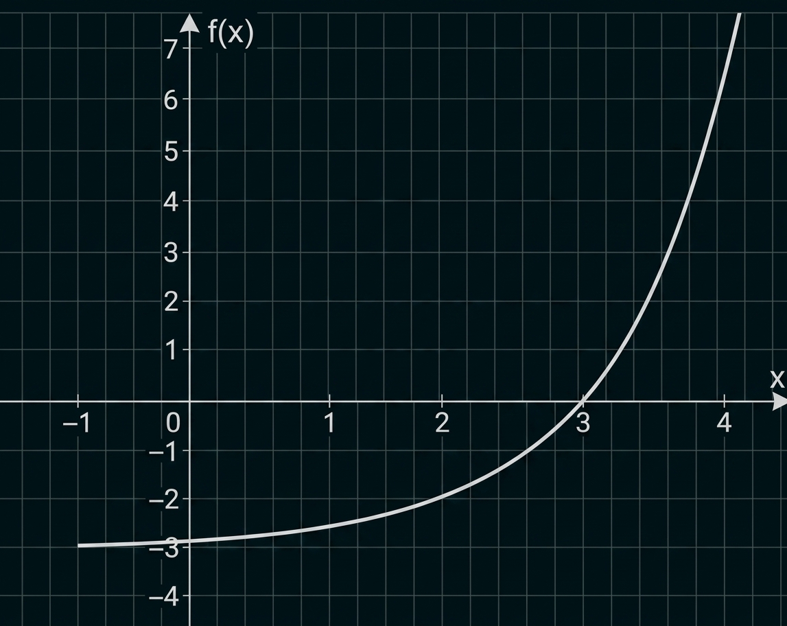 Diagramm einer steigenden Exponentialfunktion im Koordinatensystem.