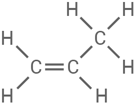 Strukturformel eines organischen Moleküls mit Doppelbindung und Wasserstoffatomen.