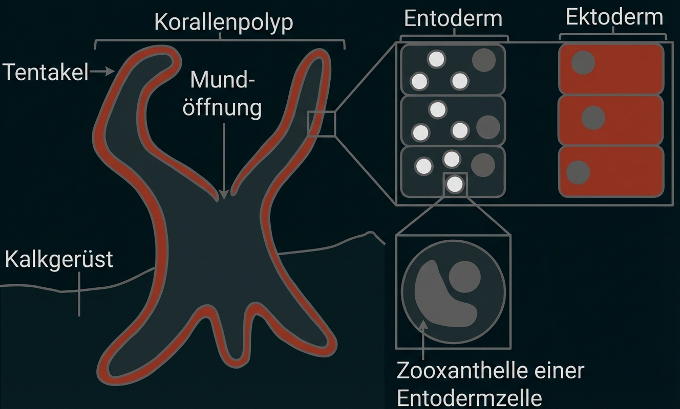 Bau eines Korallenpolypen
