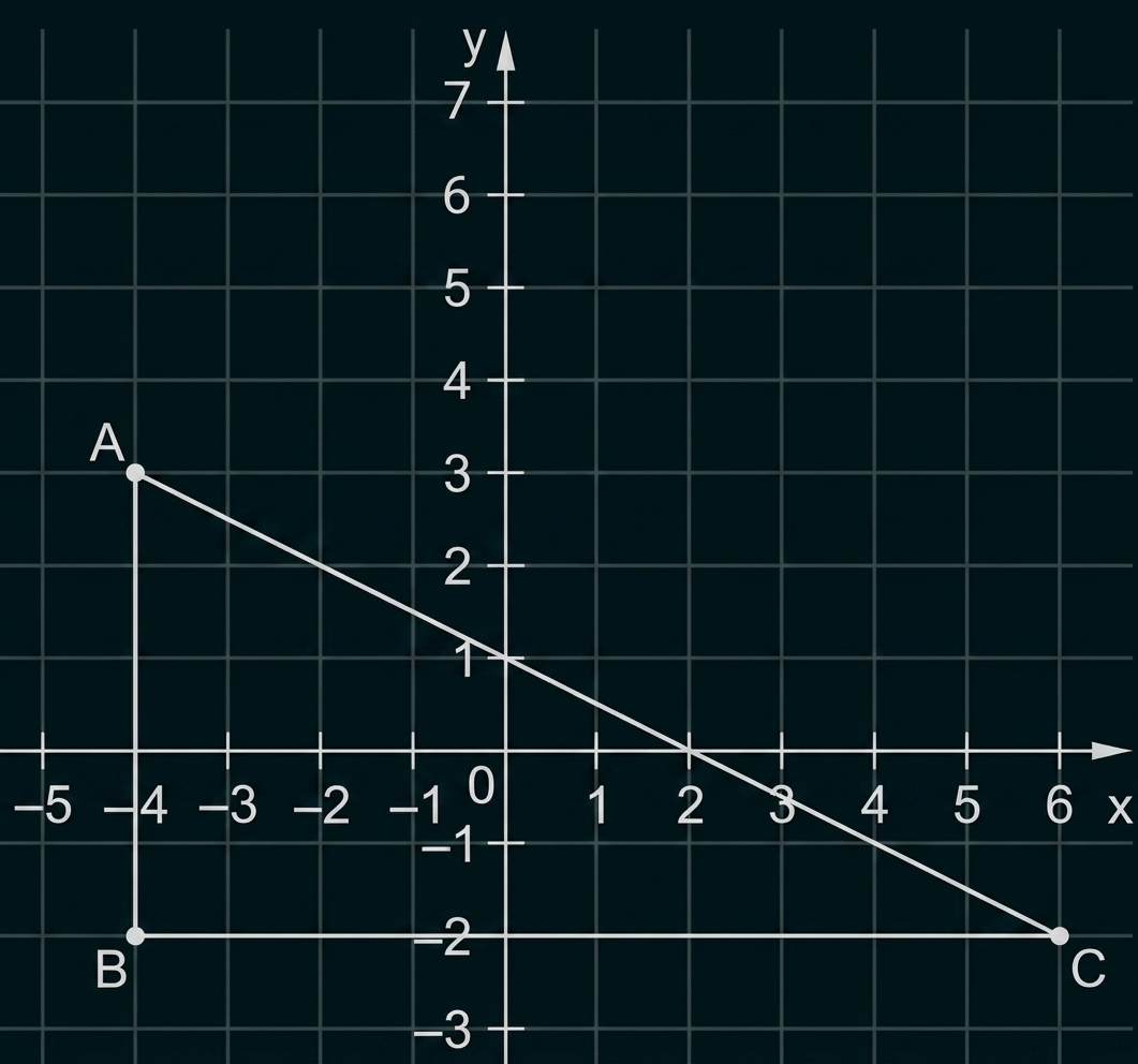 Koordinatensystem mit einer Geraden und den Punkten A, B und C.
