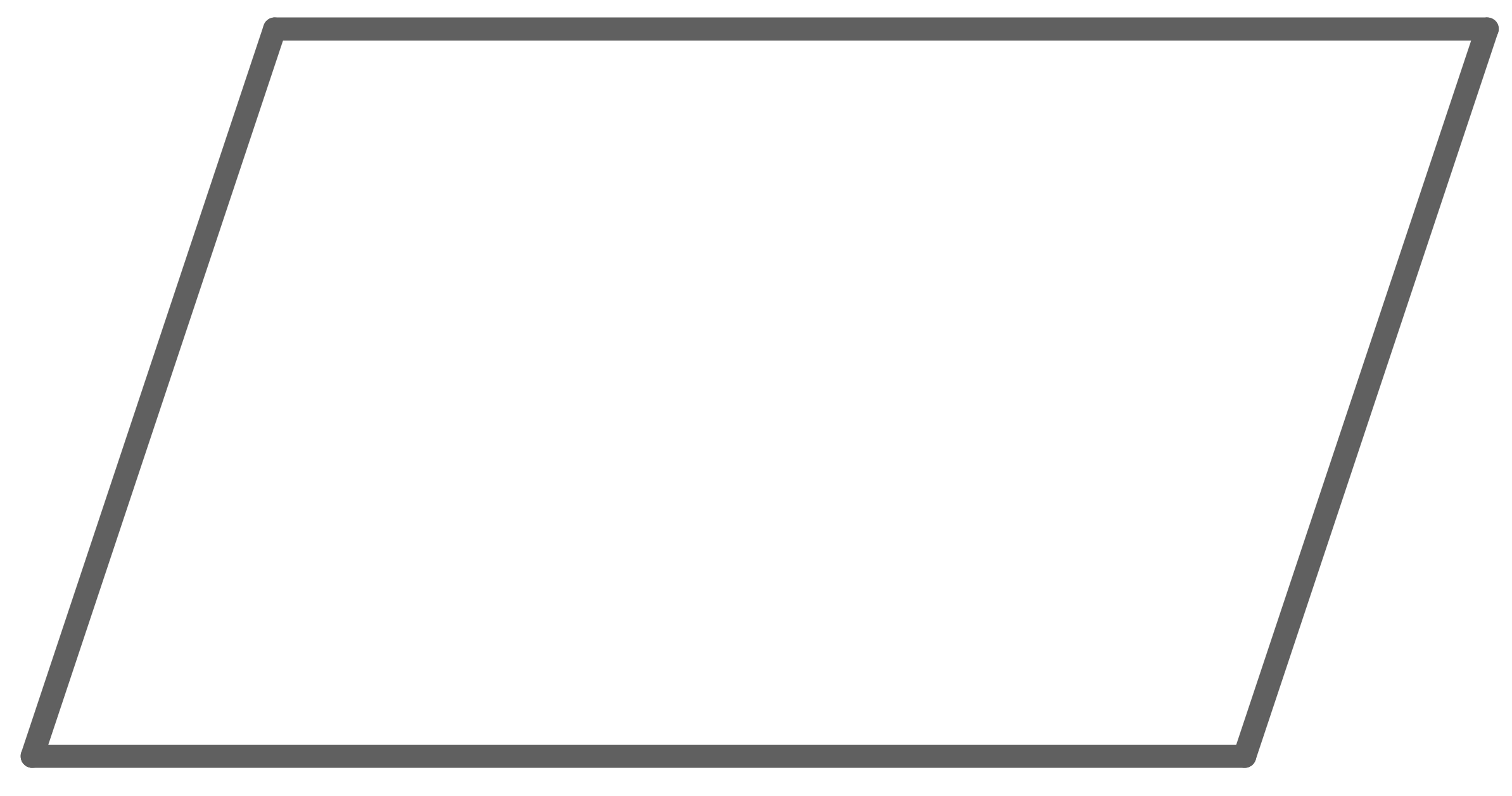 Schlichte geometrische Form in grauer Umrandung auf weißem Hintergrund.