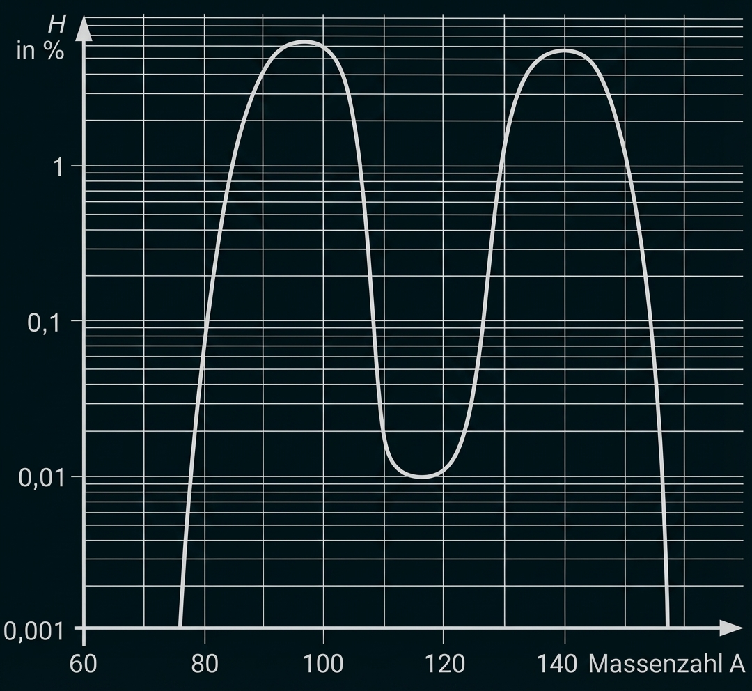 Relative Häufigkeit der mittelscheren Spaltprodukte