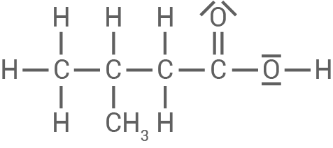 Molekülstruktur mit Kohlenstoff- und Wasserstoffatomen, zeigt chemische Bindungen und funktionelle Gruppen.