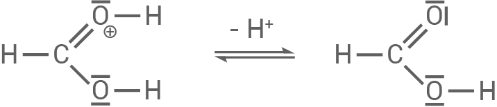 Chemische Strukturformel mit Hydroxylgruppen und Protonenübertragung.