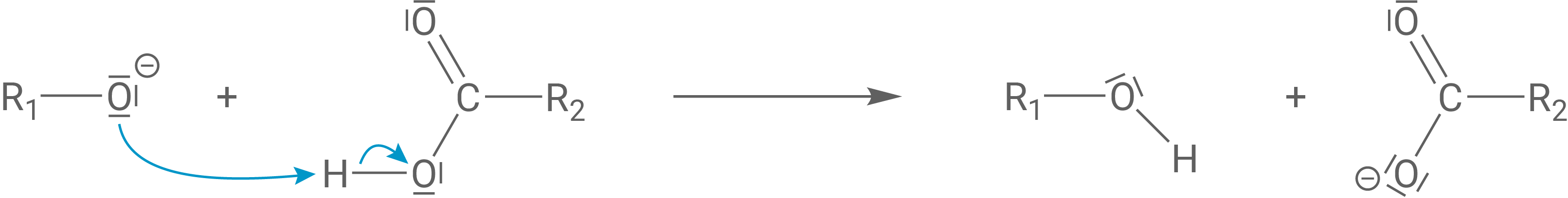 Alkalische Hydrolyse Triglycerid Schritt 3 Protolyse unter Entstehung des Fettsäure-Anions und Hydroxy-Gruppe des Glycerins