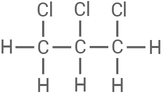 Chemische Strukturformel eines organischen Moleküls mit Chlor- und Wasserstoffatomen.