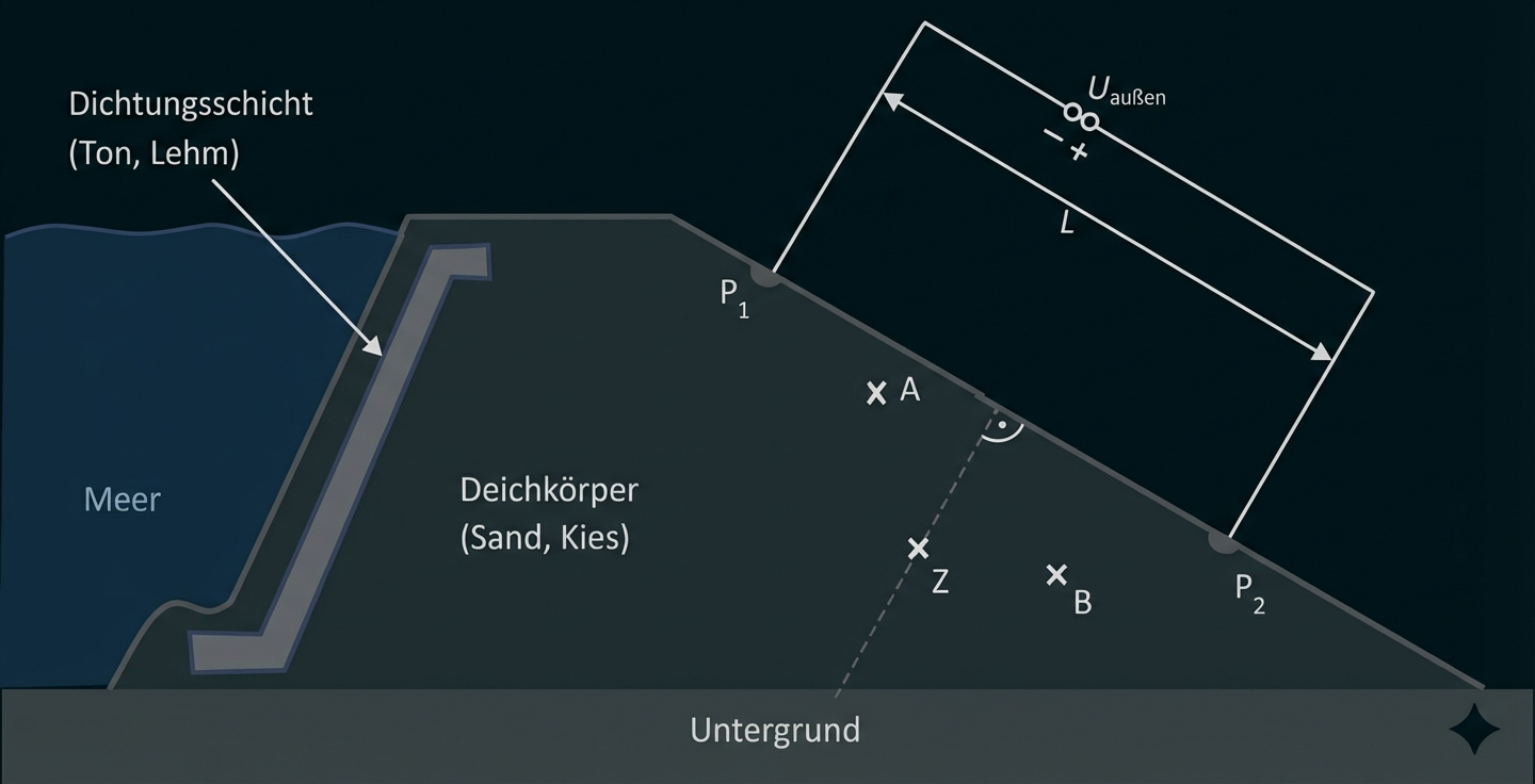 Querschnitt eines Deiches