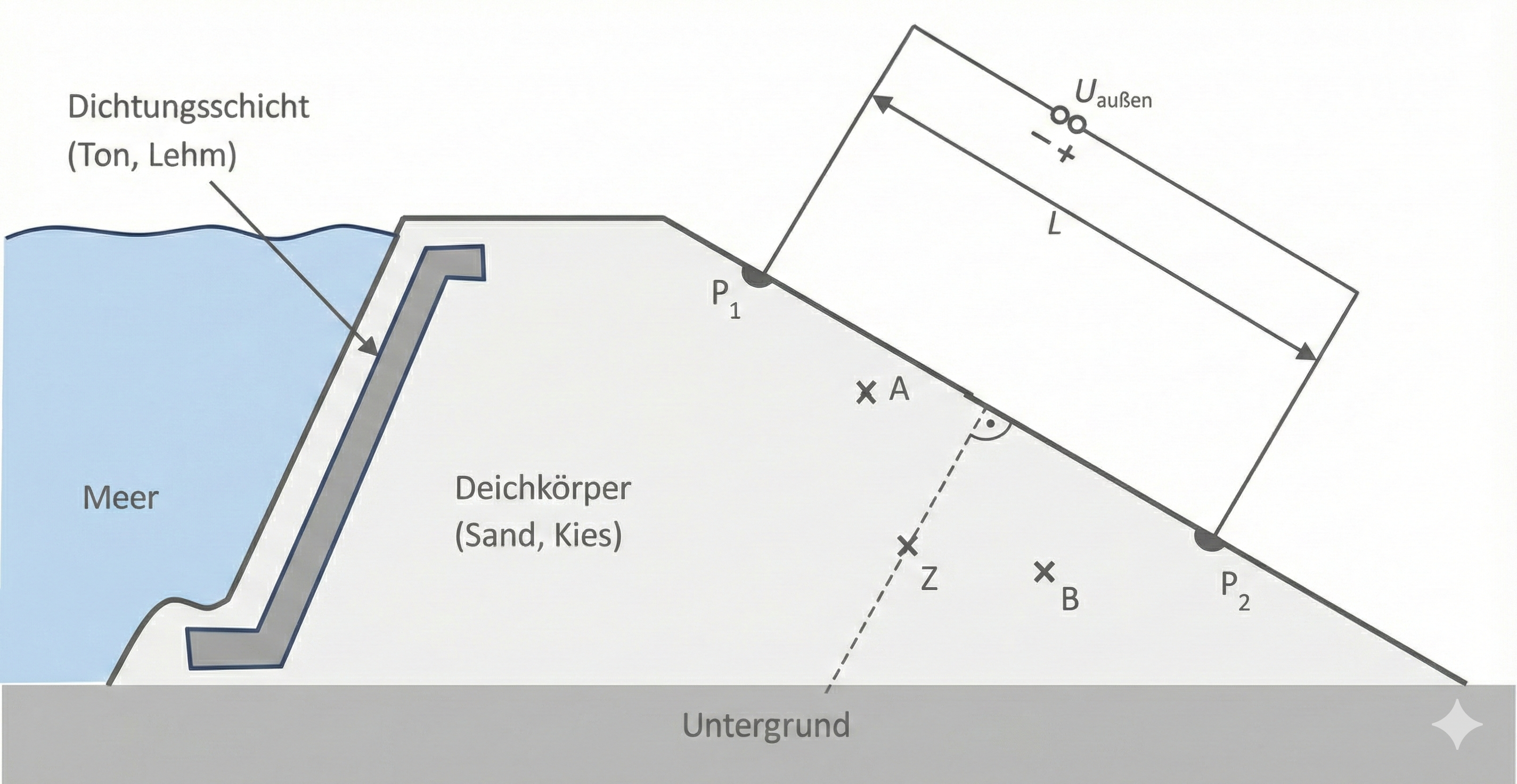 Querschnitt eines Deiches