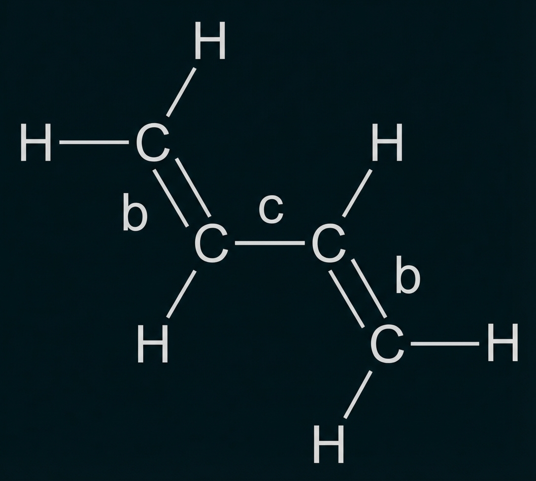 Strukturformel Buta-1,3-dien mit markierten Bindungen