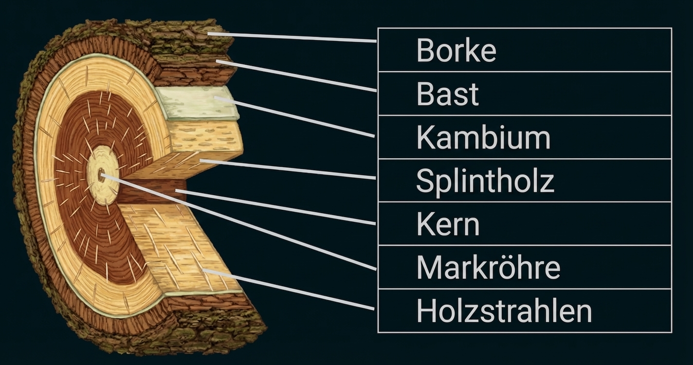 baumstamm abschnitte bezeichnungen