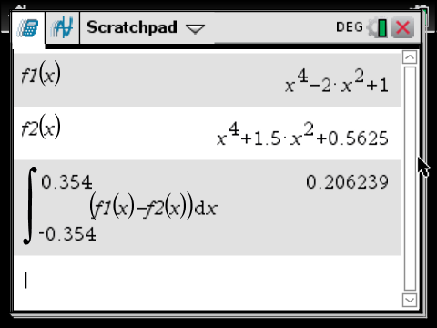 Screenshot eines Scratchpad mit mathematischen Funktionen und Integralen.