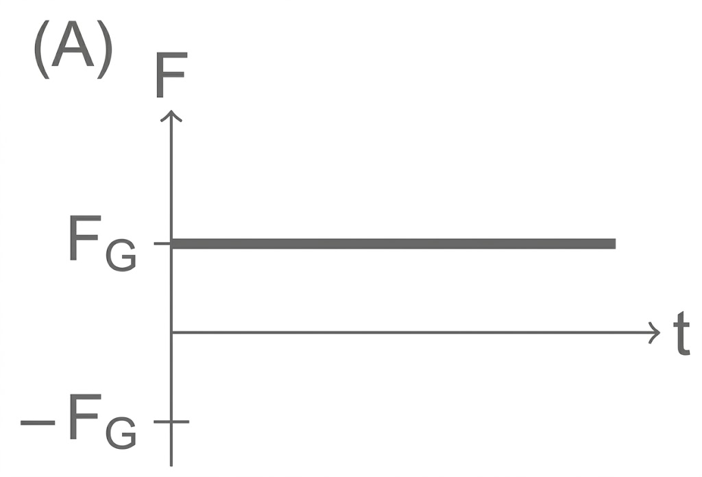 Kraft‑Zeit‑Diagramm: konstante Kraft F_G dargestellt als horizontale Linie.