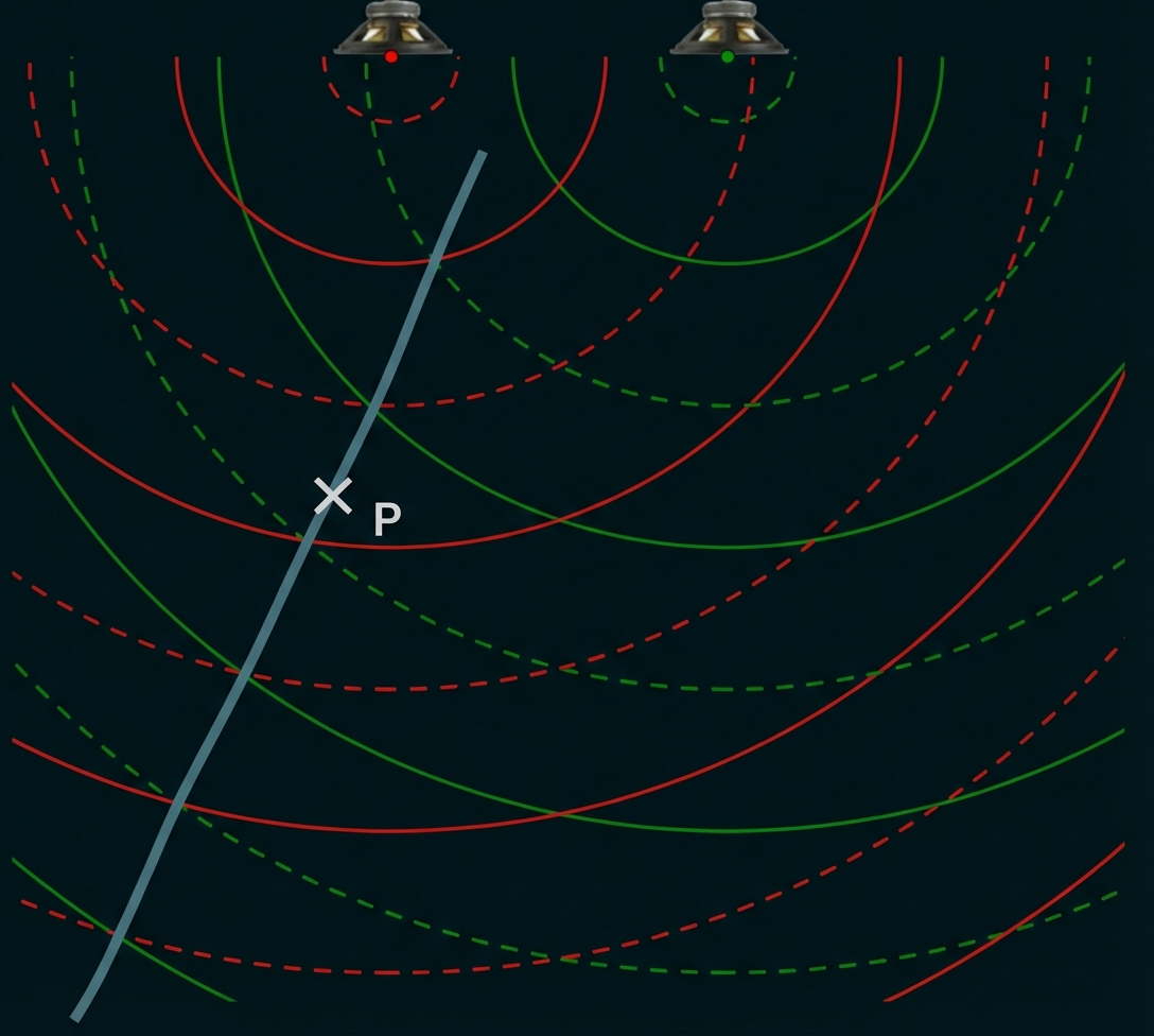 Orte destruktiver Interferenz