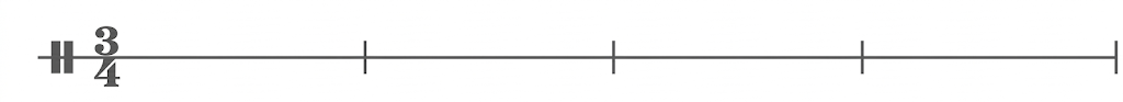 Notenlinie mit 3/4-Taktzeichen und Taktstrichen