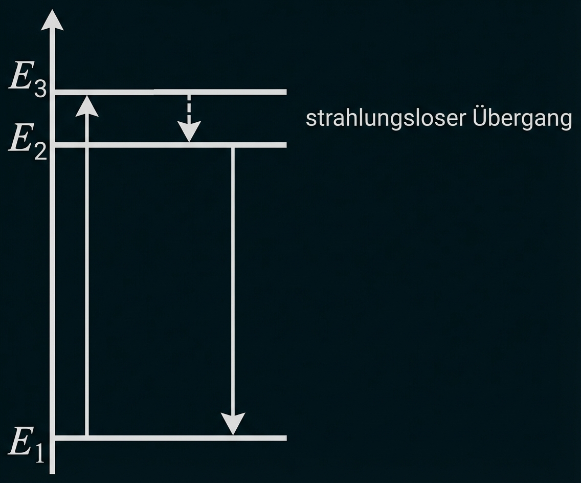 Vereinfachtes Energieniveauschema für Fluoreszenz